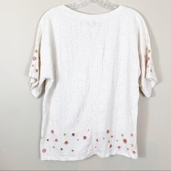 Anthropologie Postmark Catina Tan/White Striped Eyelet Top - Picture 6 of 6
